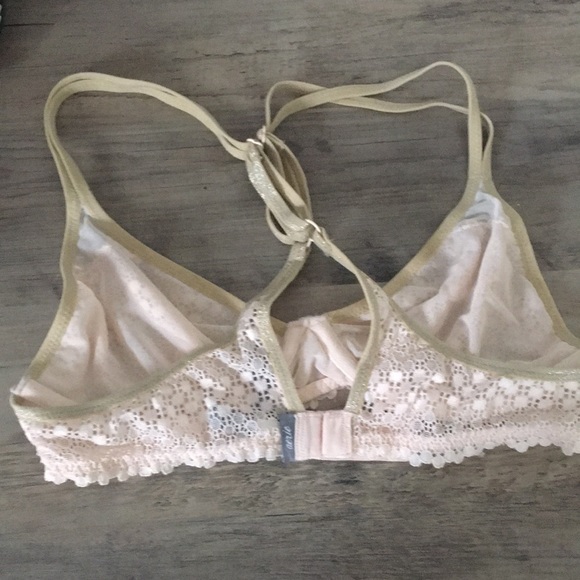 AERIE Light Pink and Gold Unlined Triangle Bralette 32C - Picture 3 of 6